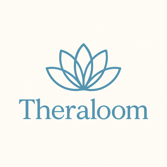 Theraloom logo with blue lotus flower symbol representing natural ways to enhance relaxation